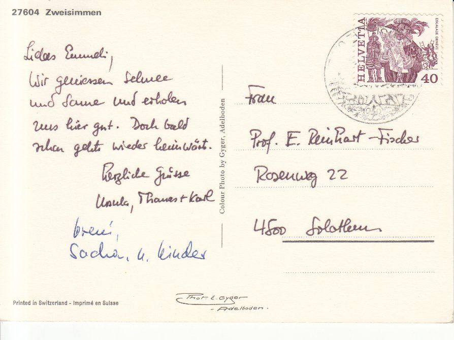 Cartoline postali: Zweisimmen 1979 – Usato da Bürglen TG venduto da StampGraf 1