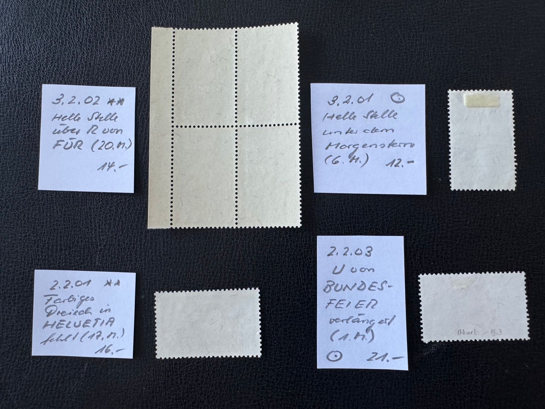 Alle Briefmarken: Pro Patria, 4 ABARTEN, postfrisch/gestempelt – Gebraucht aus Stallikon von HILDECH1 6
