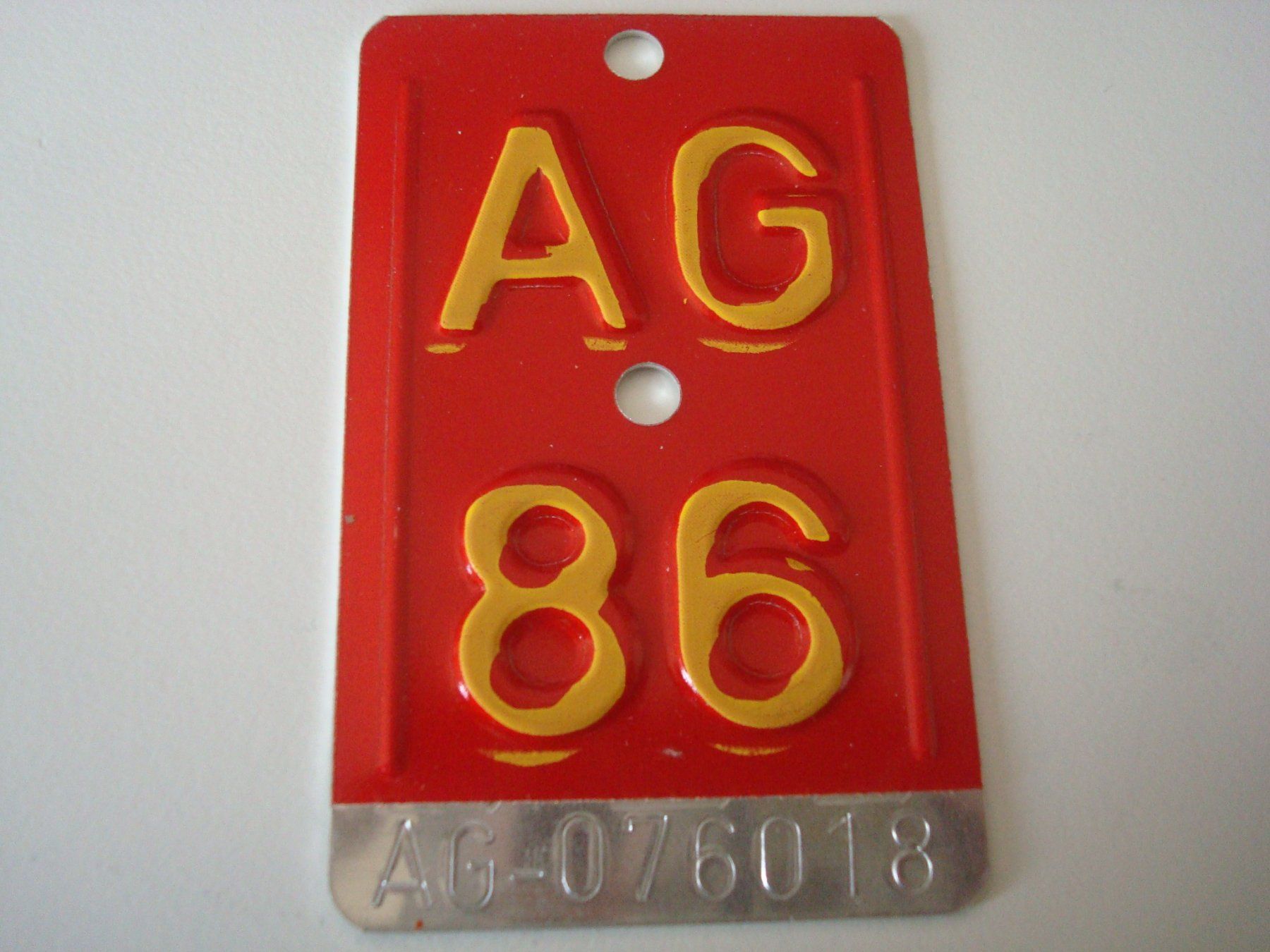 Schilder: Velonummer AG 1986 40. Geburtstag – Gebraucht aus Riehen von Baerewaegli