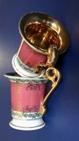 2x Mini-Mug Espresso en porcelaine et intérieur doré Vintage