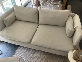 SÖDERHAMN 3er-Sofa & Hocker, Gunnared beige - Bezug waschbar