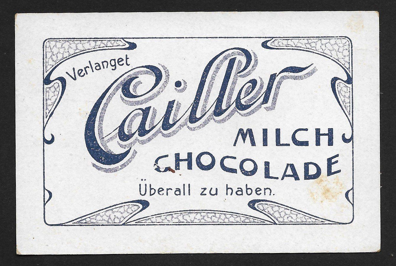 Carte collezionabili: Cailler Milch Chocolade : Mürten (1920s) – Usato da Genève venduto da Brindisina2019 1