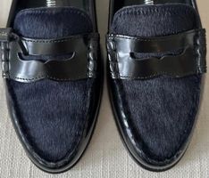 Massimo Dutti Loafer Mokassin Leder mit Fell Gr 40 wie neu!