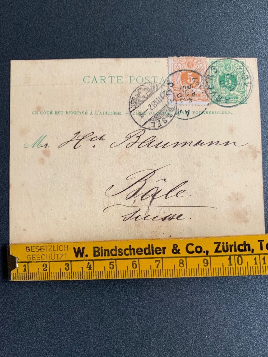 Ansichtskarten: Alte Postkarte von 1882 Antwerpen nach Basel – Gebraucht aus Erlenbach ZH von Ritschly 1