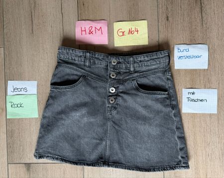 Jeansrock H&M Gr. 164 Bund verstellbar mit Taschen