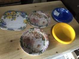 verschiedene Papp und Plastikteller zum Picknicken