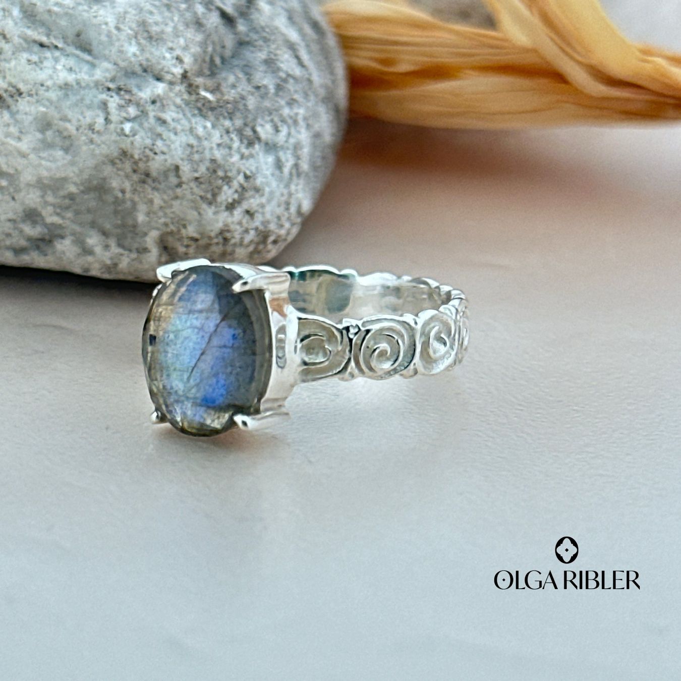 Olga Ribler Ringe: Labradorite Ring Sterling Silber Grösse 60 – Neu (gemäss Beschreibung) aus Luzern von Schmuckoutlet 7