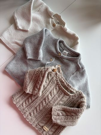 Baby Knitwear Bundle: Three Stylish Sweaters, Size 62