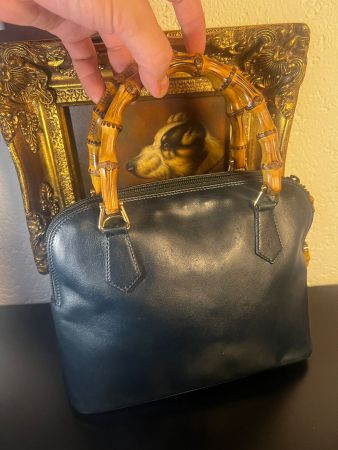 Gucci Vintage Bamboo Handtasche aus schwarzem Leder