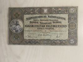 Banknote 5 Franken 1951