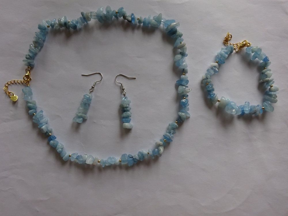 Schmuck Set mit Aquamarin blauen Steinen | Kaufen auf Ricardo