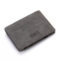 kleines Portemonnaie, Moneyclip Vintage PU Leder, Typ 4 grau