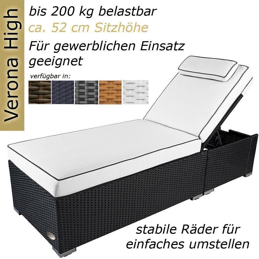 Gartenliegen & Strandkörbe: Sonnenliege Verona High mit Rollen – Neu und originalverpackt aus Bottighofen von zaap