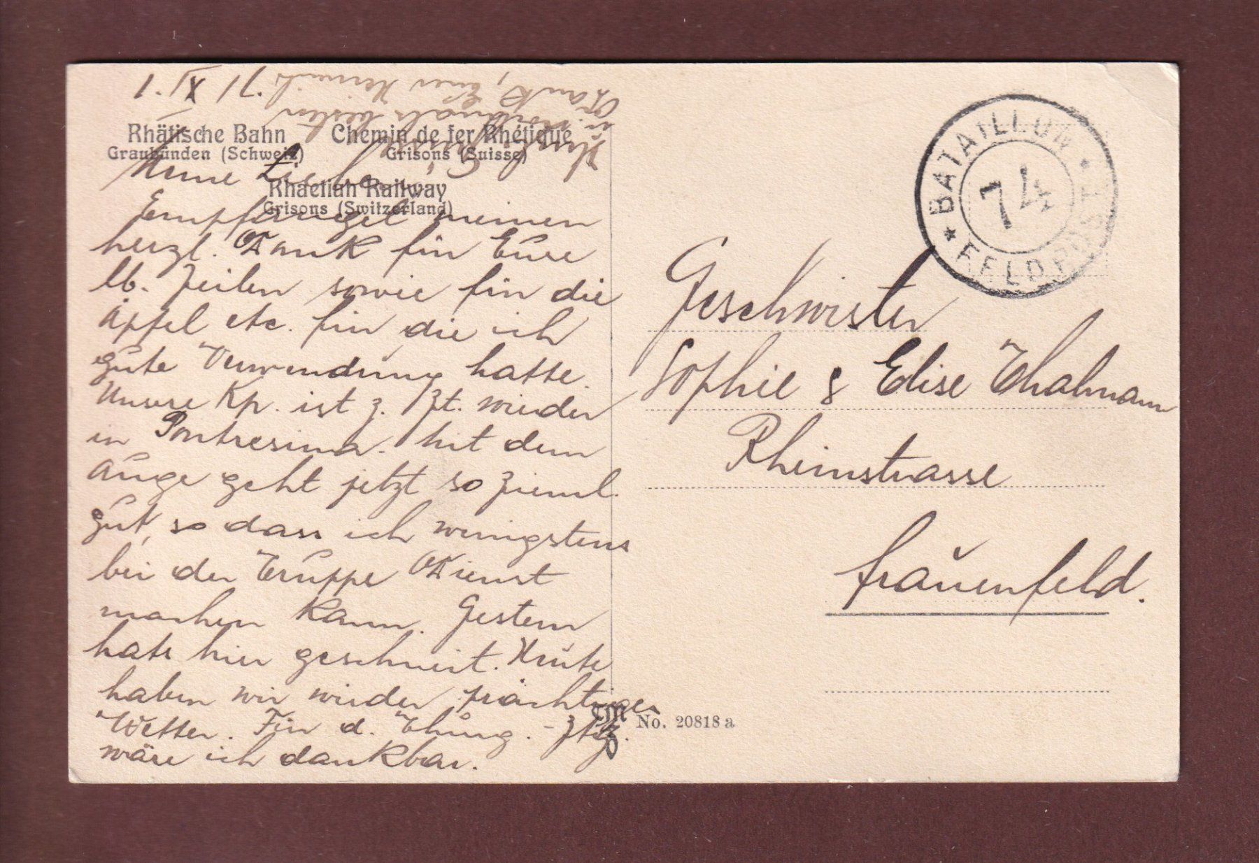 Cartes postales: DAVOS mit Schatzalp - Feldpost // Eckbug // – D'occasion à Pully par nicecards 1