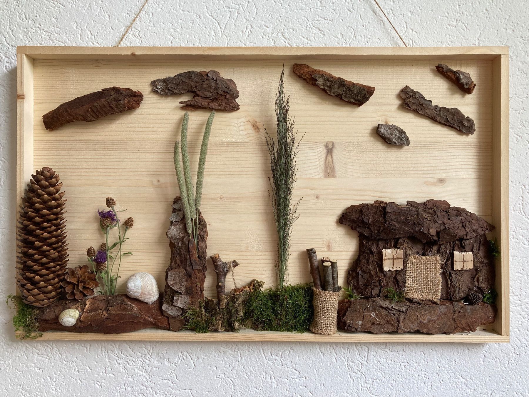 Poster & Bilder: Bild mit Baumrinde und Trockenblumen. Unikat. – Neu (gemäss Beschreibung) aus Wildhaus von cayo