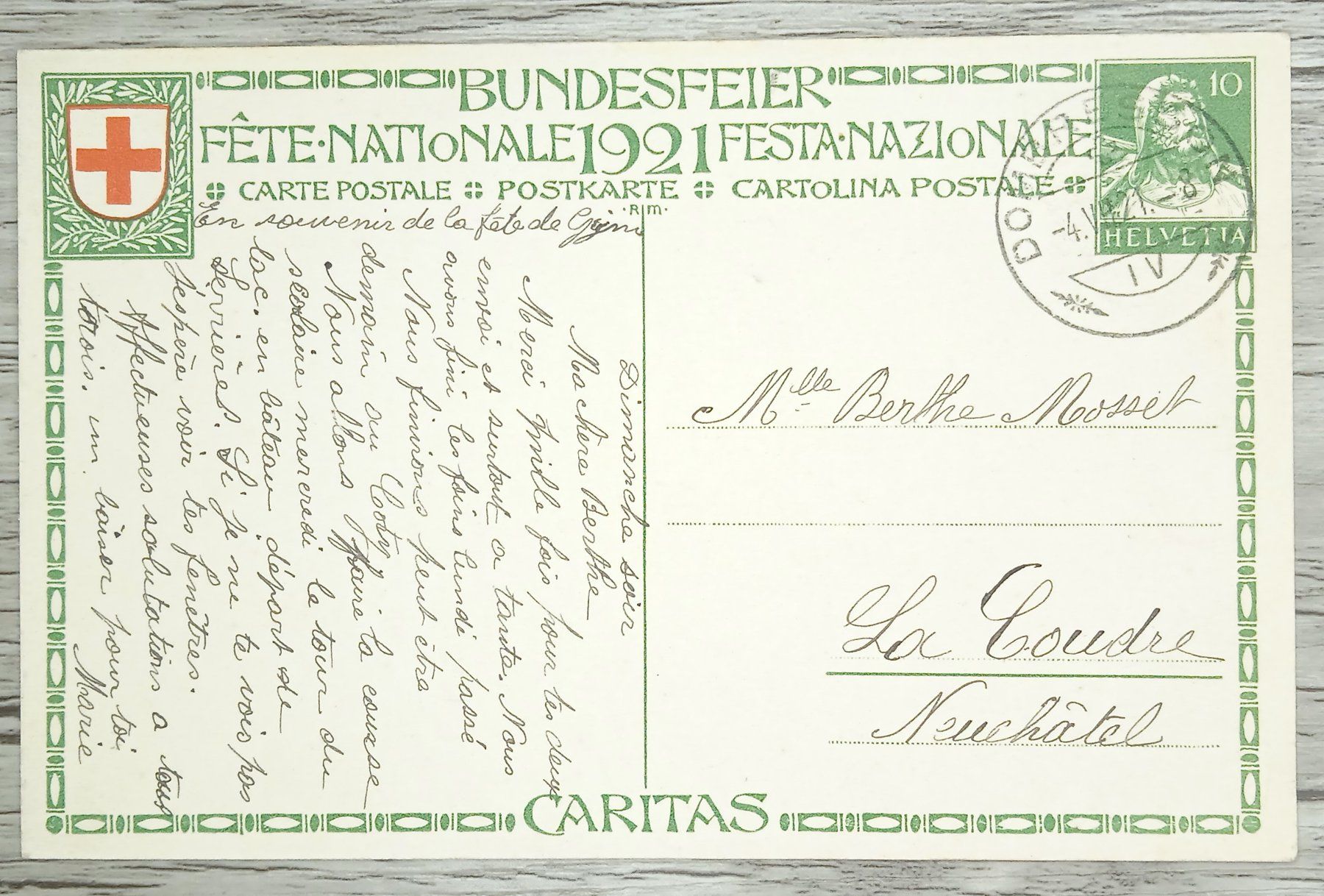 Tutti i francobolli: TR102 Carte Postale Suisse 1921 – Usato da Cousset venduto da Patrick_Collections