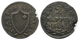 Schwyz  2 Rappen 1845 /3700