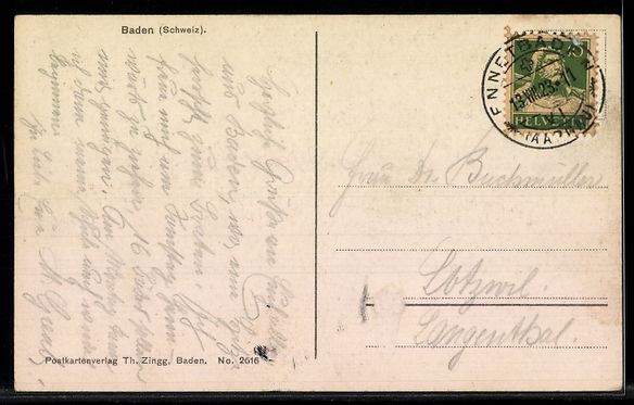 Cartoline postali: AK Baden, Teilansicht mit Gebirge – Usato da Berlin venduto da bartko-reher 1
