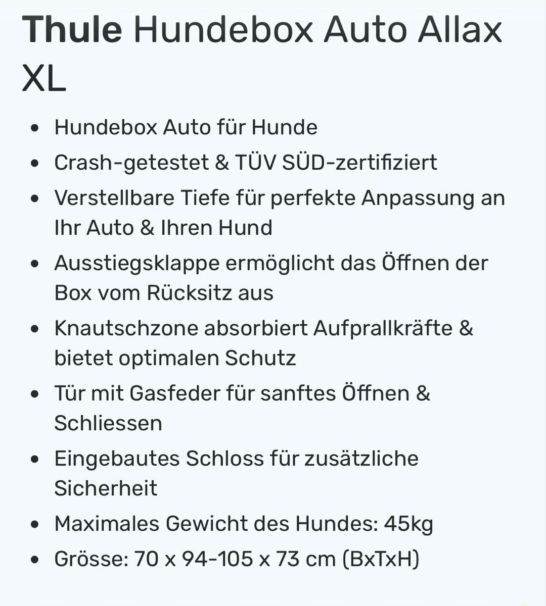 Gabbie, trasporto & Sicurezza: Thule Hundebox Auto Allax XL – Nuovo (secondo la descrizione) da Steinmaur venduto da RJ80 7