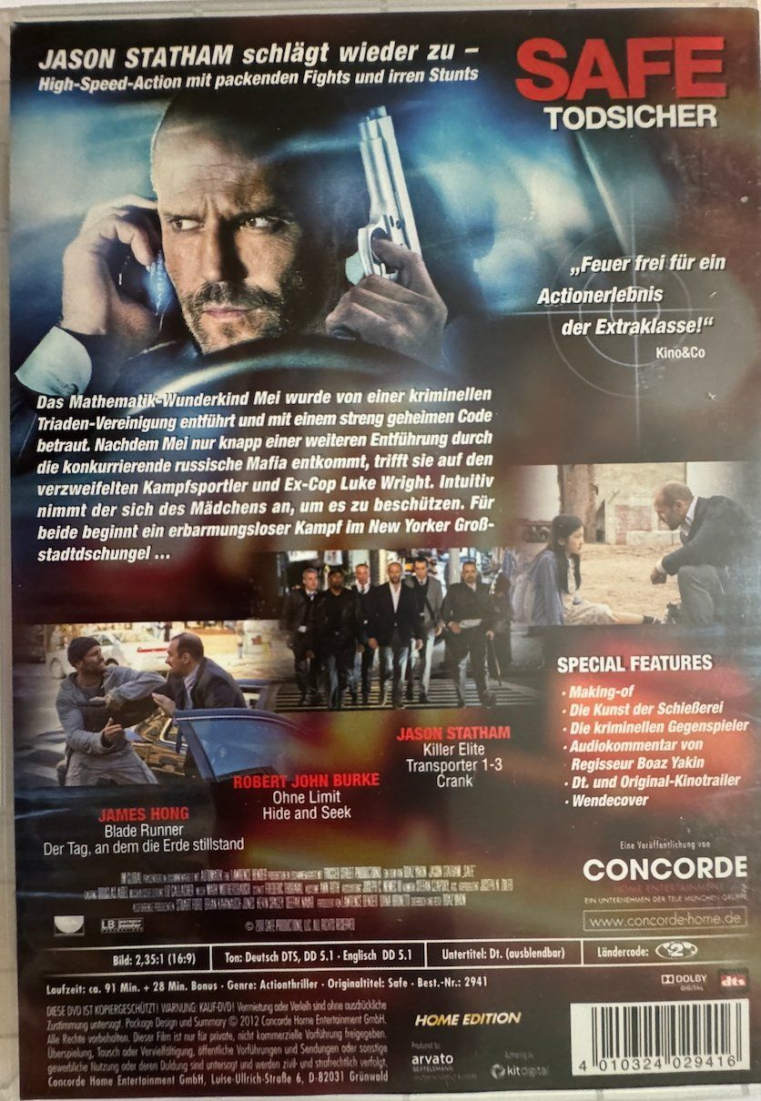 Tutti i DVDs: DVD   SAFE - TOD SICHER mit JASON STATHAM – Usato da Wisen venduto da gigisna 2