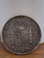 5 Pesetas Spanien 1890 Alfonso XIII Silbermünze