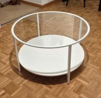 Runder Couchtisch Glas weiss Metall Gestell Durchmesser 75cm