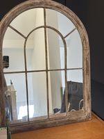 Arched Window Mirror Distressed Wood Frame Vintage Style