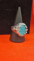 Vintage ring mit hellblauem Stein, Grösse 17.5 mm