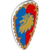 Lego Schild Oval mit goldenem Löwen, rot/blauem Hintergrund