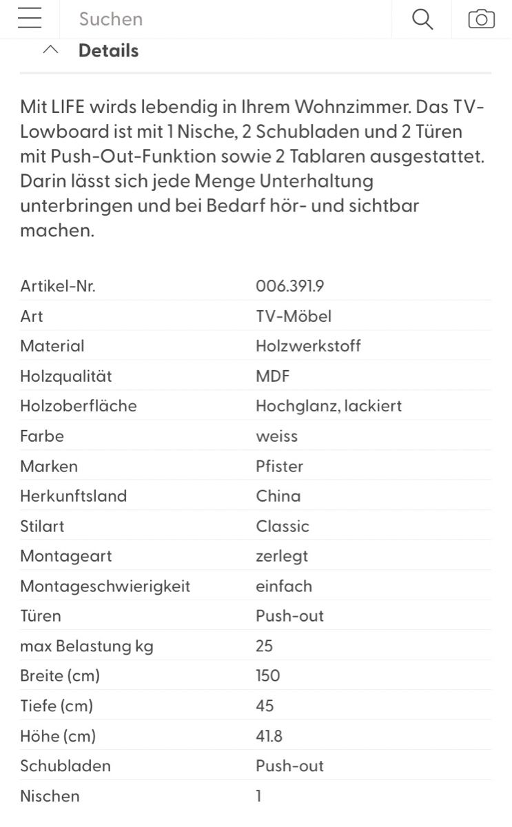 Pfister TV Möbel: TV Möbel Life Pfister – Gebraucht aus Zürich von Jaskam 2