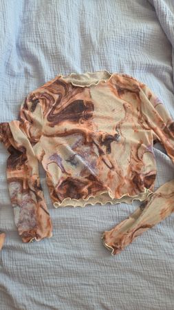 Neues, trendiges Mesh-Oberteil mit Marmor-Print, Gr. S