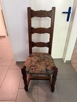 5 Stühle Holz mit Stoff Sitz floral Muster antiker Stil