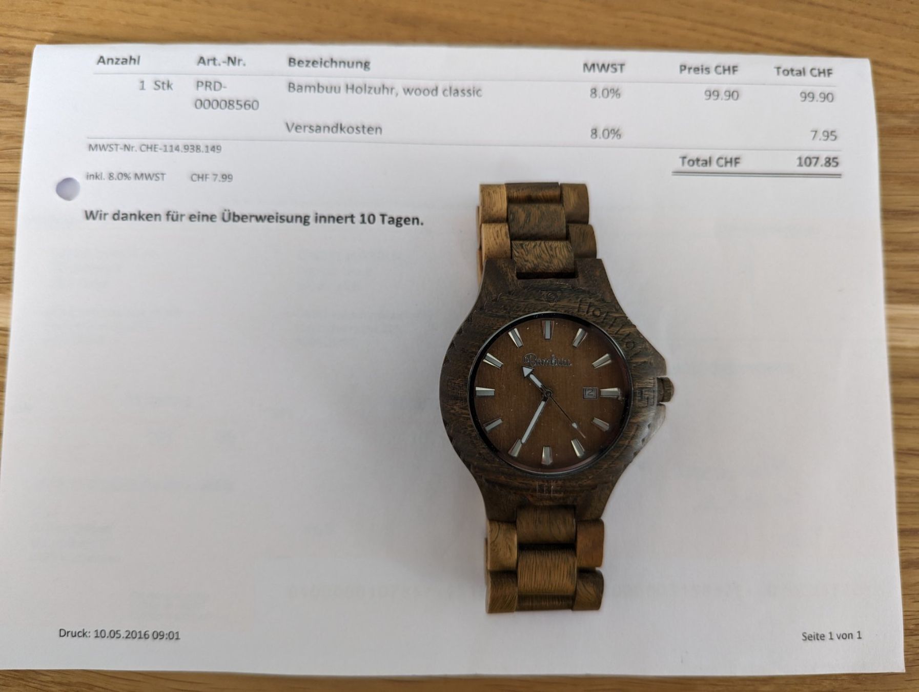 Uhren: neue Bambuu Holzuhr – Neu (gemäss Beschreibung) aus Beckenried von ang_j9fs