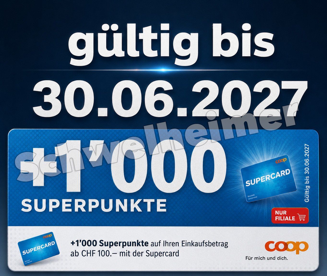 Coop Sammelmarken & -punkte: + 1000 Superpunkte Bon auf den Einkauf / NEUER Code bis 2027 – Neu und originalverpackt aus Allschwil von Schwelheimer