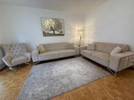 Sofa Set mit Sessel beige Stoff gebraucht guter Zustand