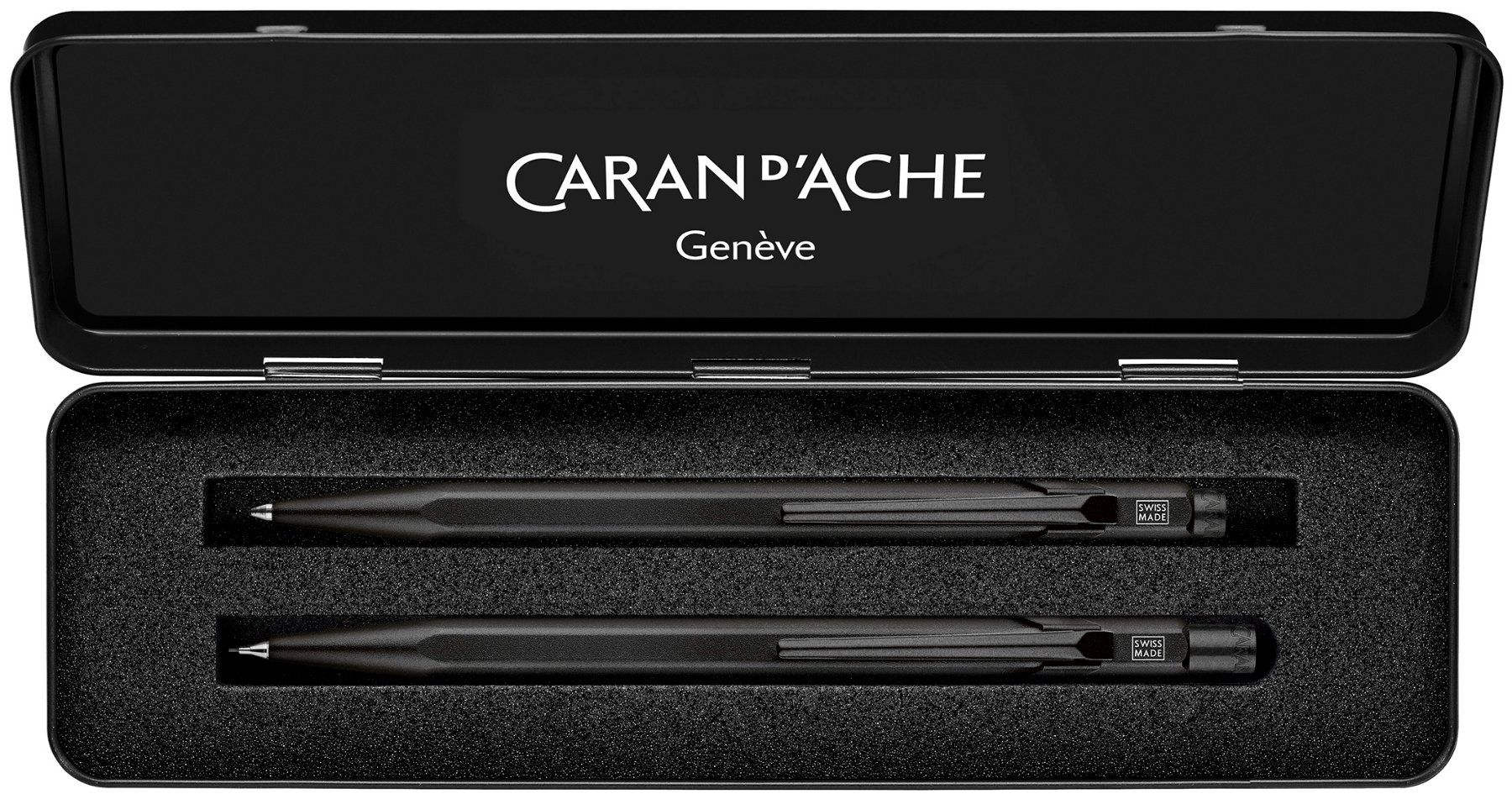 Caran D'Ache Penna & Evidenziatori: 8490.496 CDA 849 Kugelschreiber + 844 Minenhalter Black Code – Nuovo e nell'imballaggio originale da Strengelbach venduto da Mozi1 2