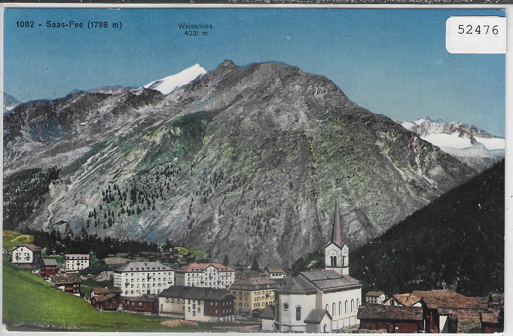 Cartoline postali: Saas-Fee - Vue generale - Litho – Usato da Ettingen venduto da Kartenplanet