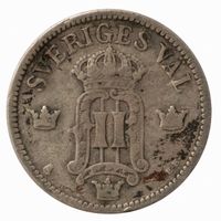 Schweden 1907 25 ÖRE Oskar II. Silber