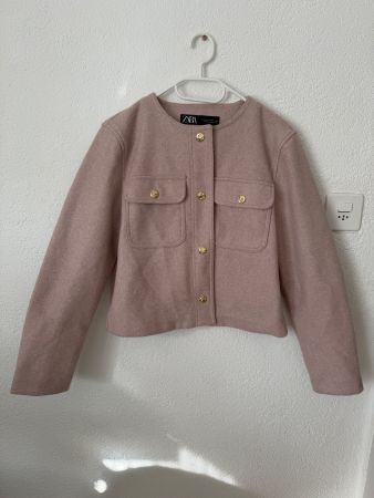 Zara Bouclé Jacke, Gr. S, rosa, Top Zustand, Herbst-Look