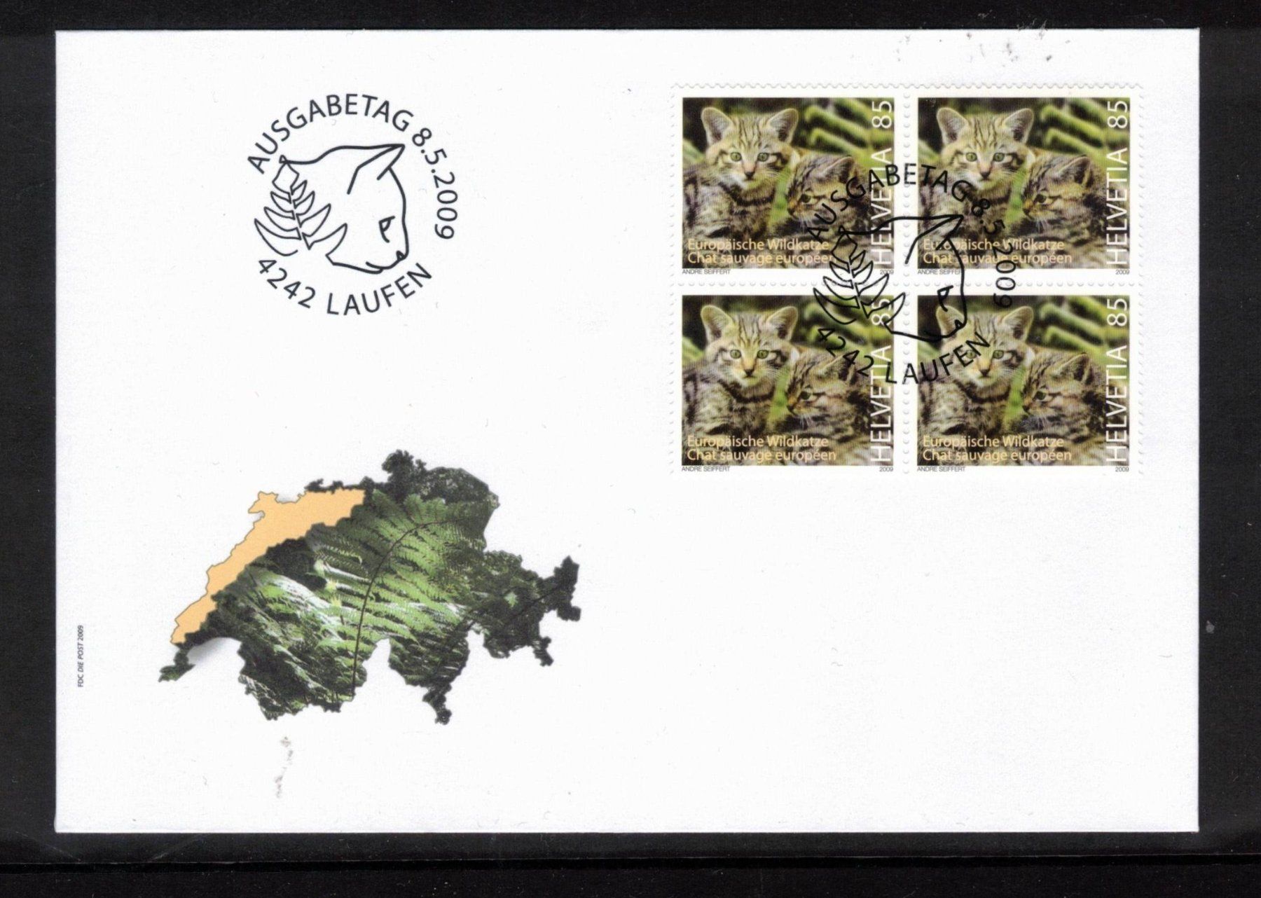 Tutti i francobolli: 2009  FDC  4er Wildkatze aus ABO – Nuovo (secondo la descrizione) da Rheinau venduto da loxis