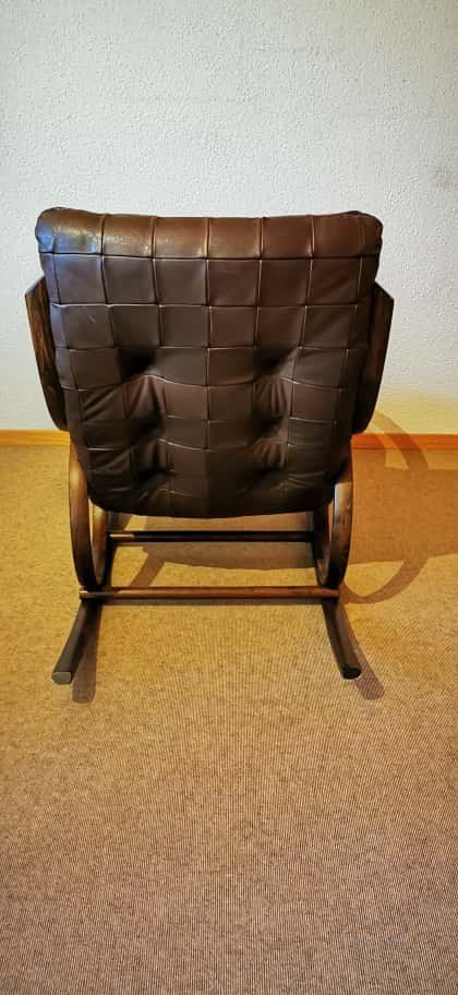 Strässle Poltrone: Vintage Schaukelstuhl von Strässle 70er Leder Patchwork – Usato da Henggart venduto da hen_9f22 2