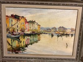 Dipinto ad Olio Aldo Giordani "Porticciolo"