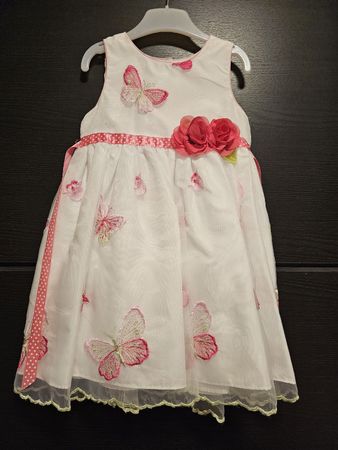 Mädchenkleid weiss rosa Schmetterling Gr. 2  Jahre