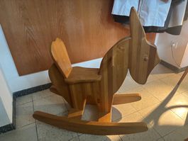 Schaukelpferd (Esel) aus Massivholz, robust, Top Zustand