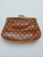Vintage Leder Portemonnaie Braun Doppel-Clip Fleur-de-Lis ⚜️