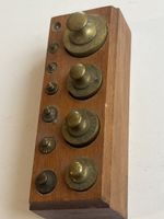 Satz Gewichte Messing mit Holzkasten ca 1900 Vintag(S34)