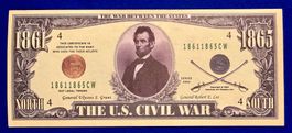**4 Dollar USA  Abraham Lincoln Fantasie-Gedenknote in Top**