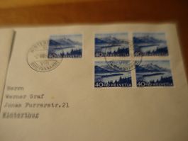 Briefsatz Pro Patria 1954, 4erblocks, gelaufen