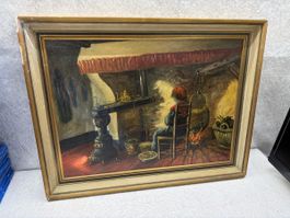 Altes Ölgemälde, signiert gemütliches Motiv!