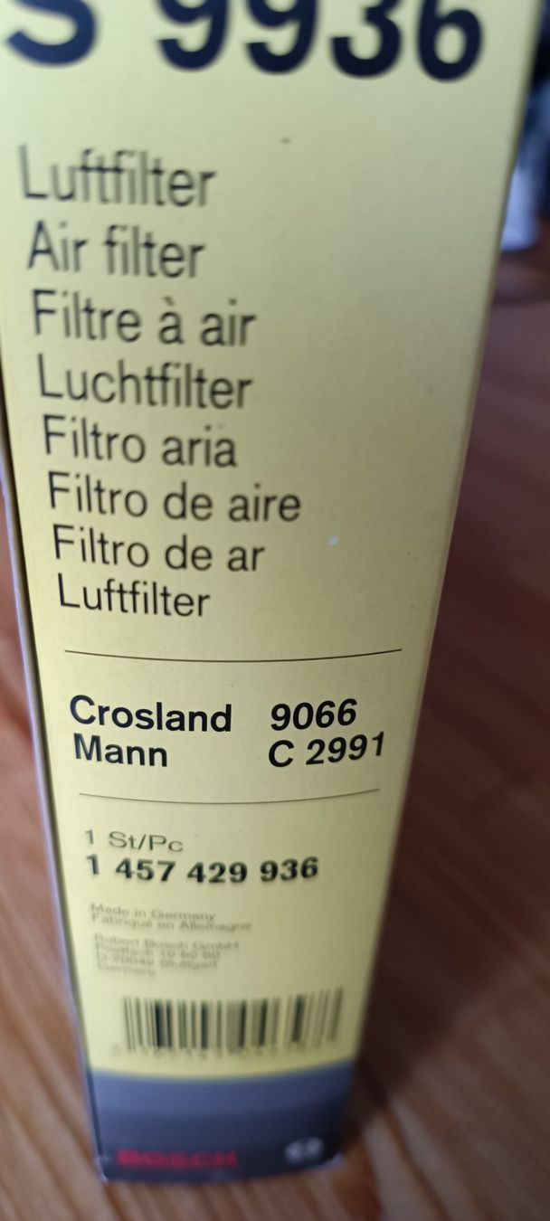 Volvo Tutti pezzi di ricambio auto: Bosch S 9936 Luftfilter Volvo 744, 944 – Nuovo e nell'imballaggio originale da Münchwilen TG venduto da Gandalf126 1
